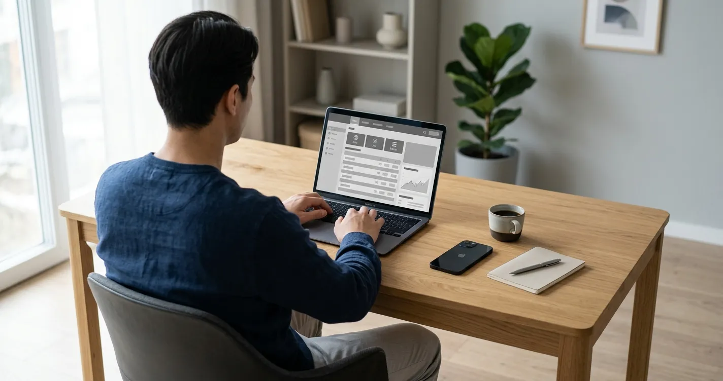 Person betrachtet Sportwetten-Optionen mit niedriger Einzahlungsschwelle auf einem Laptop