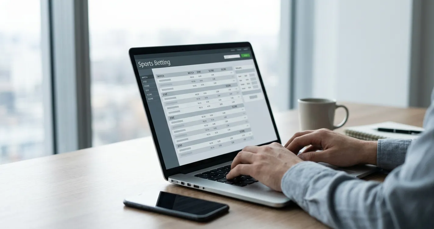 Sportwetten-Analyse am Laptop mit neutraler Benutzeroberfläche