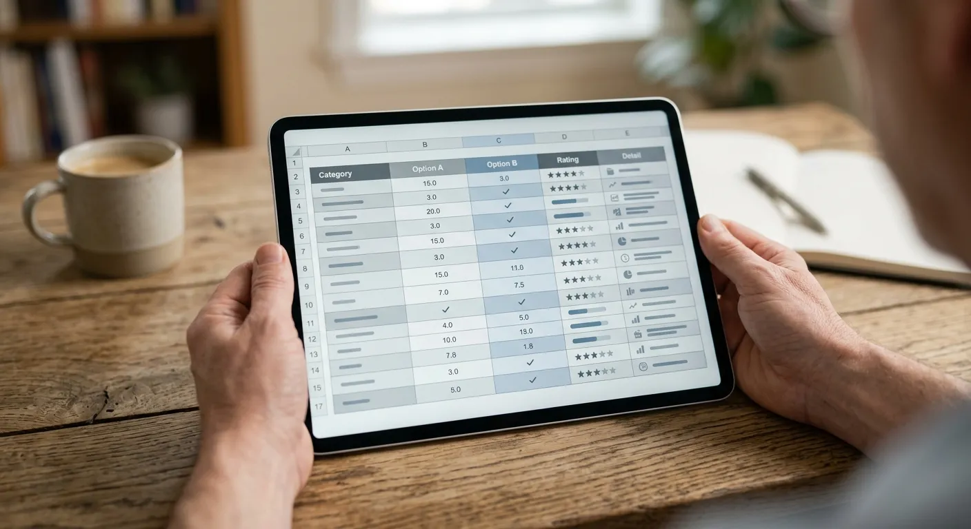 Vergleichstabelle verschiedener Wettanbieter auf Tablet-Bildschirm