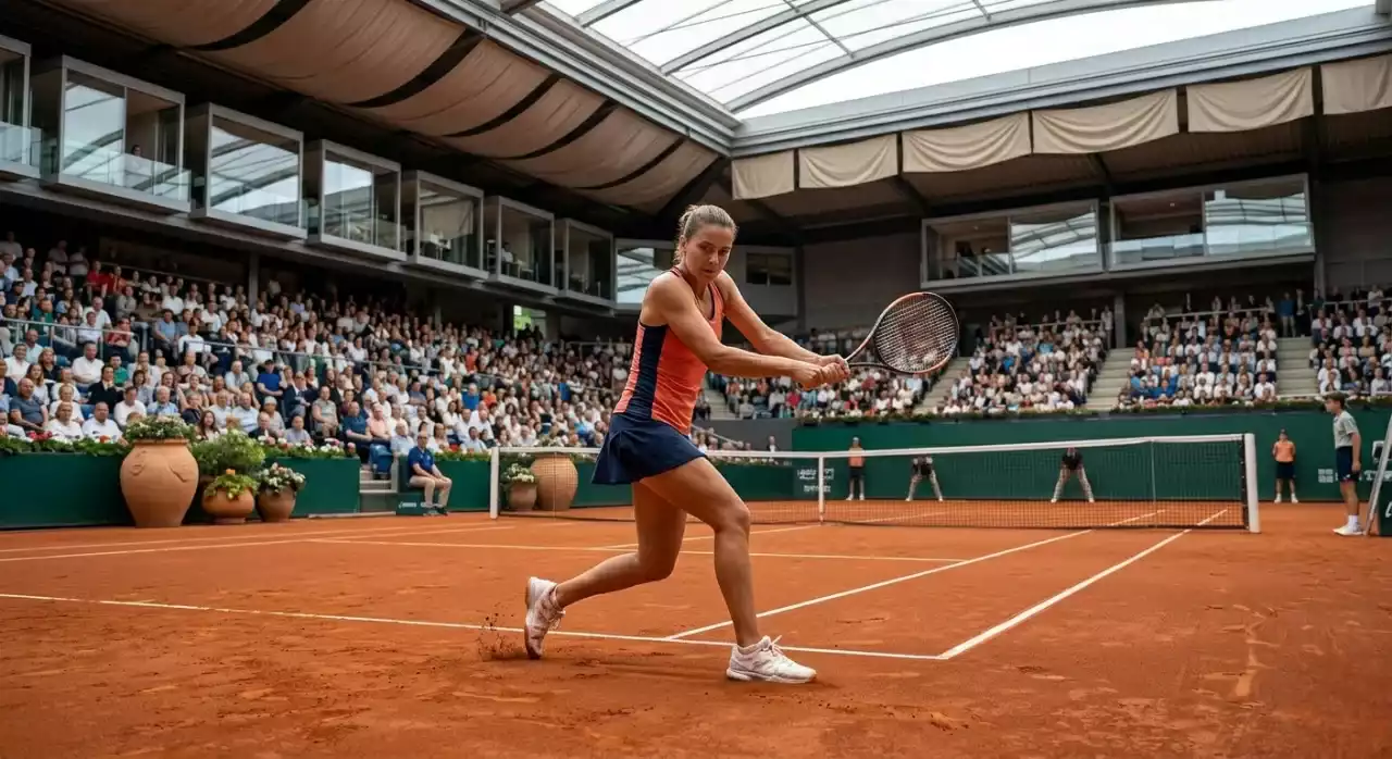Damentennis-Turnier in Deutschland — Sandplatz in Stuttgart beim Porsche Tennis Grand Prix