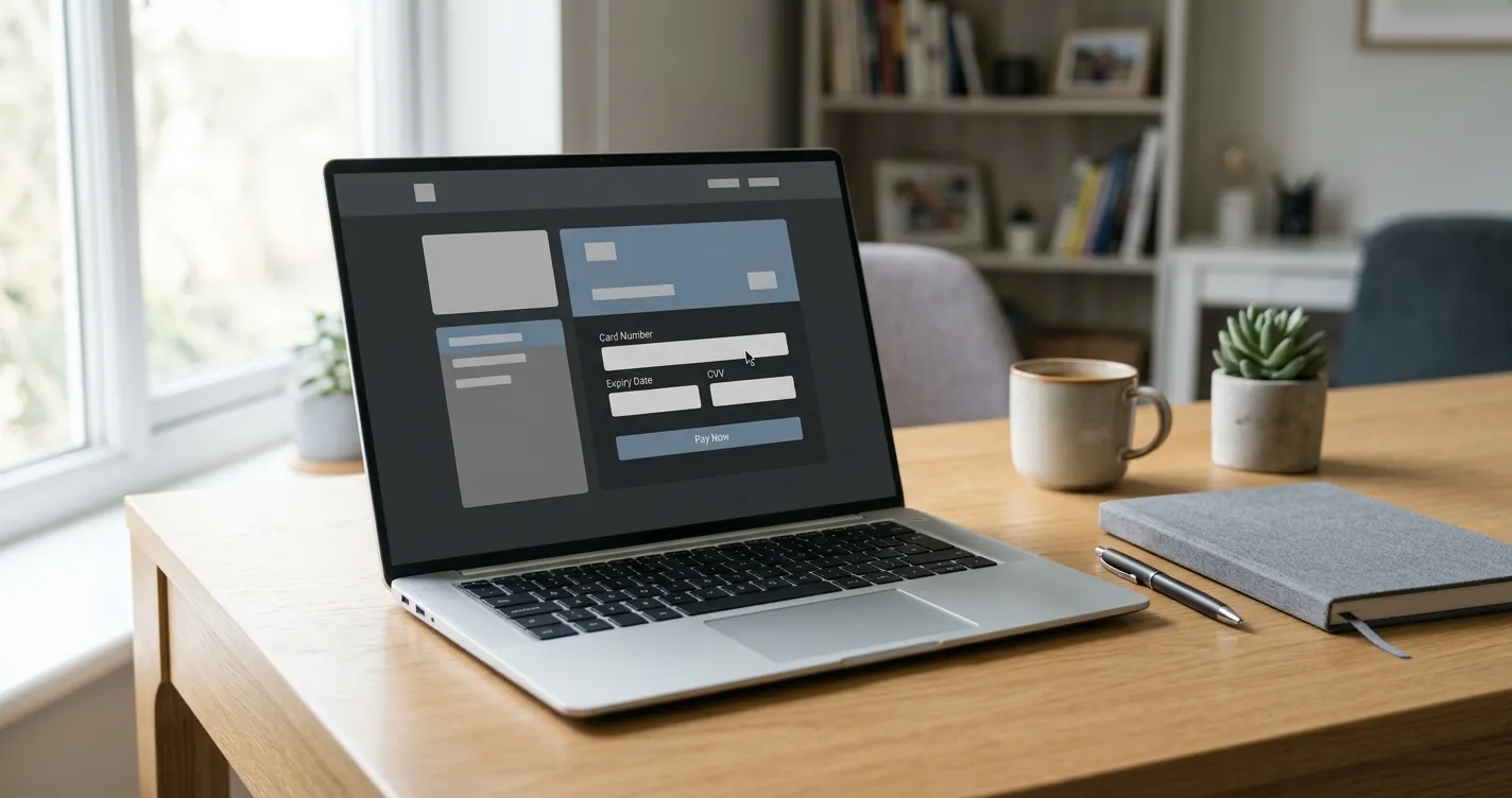 Neutrales Zahlungssystem-Interface auf Laptop für Online-Wetten
