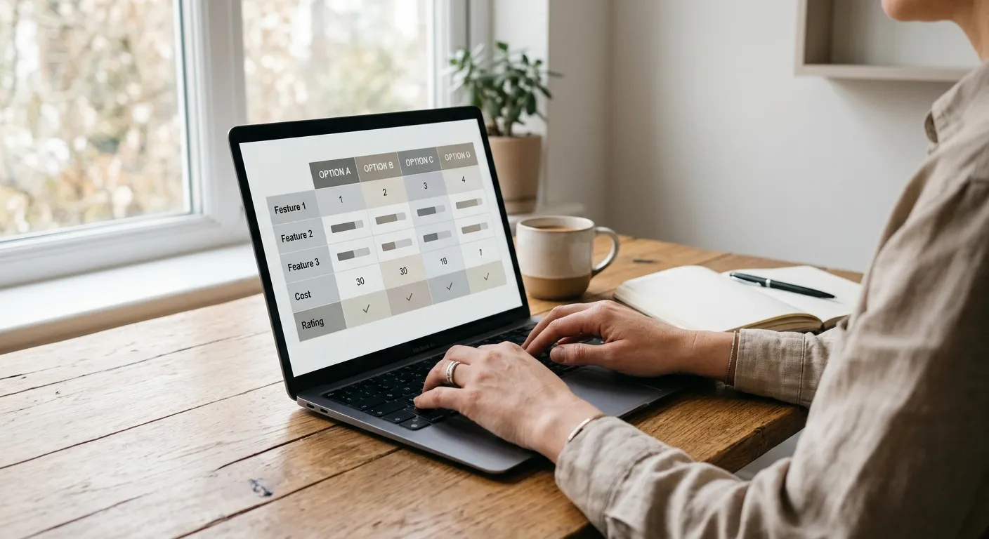 Arbeitsplatz mit Laptop zeigt Vergleichstabelle von Wettanbietern