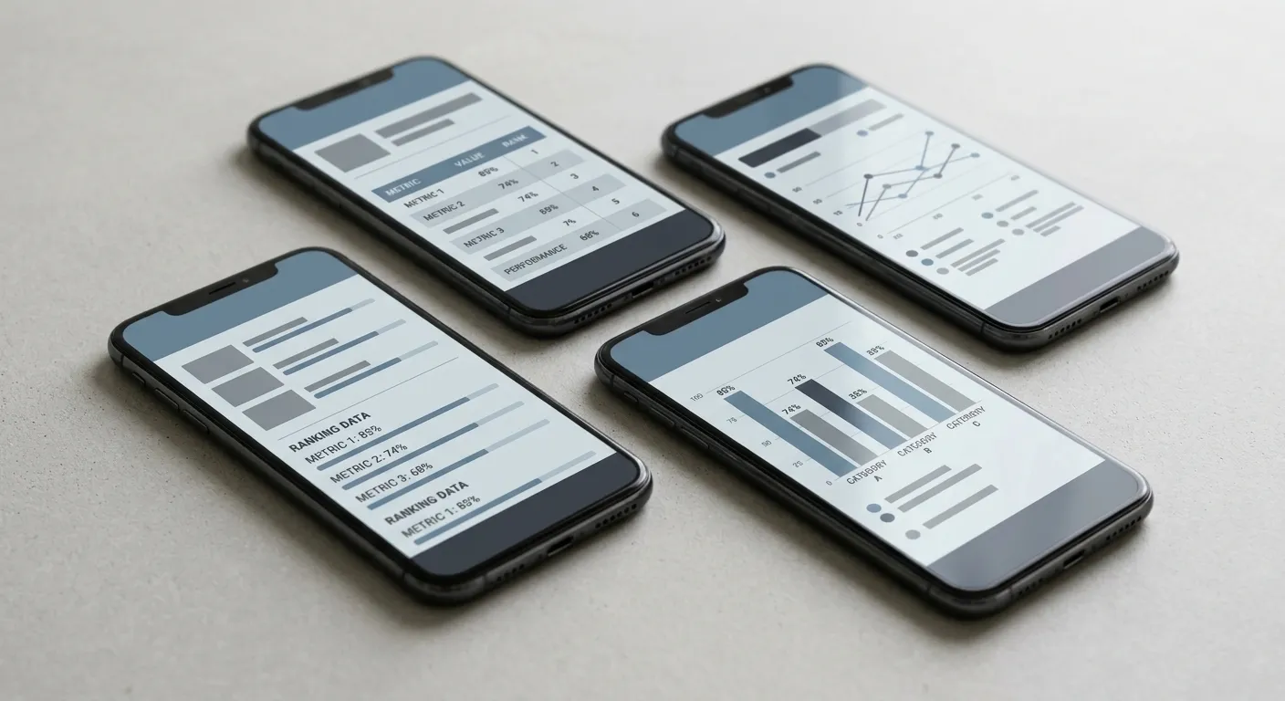 Übersicht verschiedener Smartphones mit neutralen App-Interfaces im Vergleich