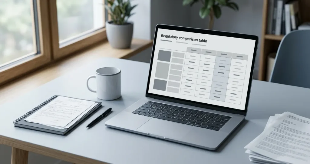 Arbeitsplatz mit Laptop und Dokumenten zur Bewertung neuer Buchmacher in Deutschland