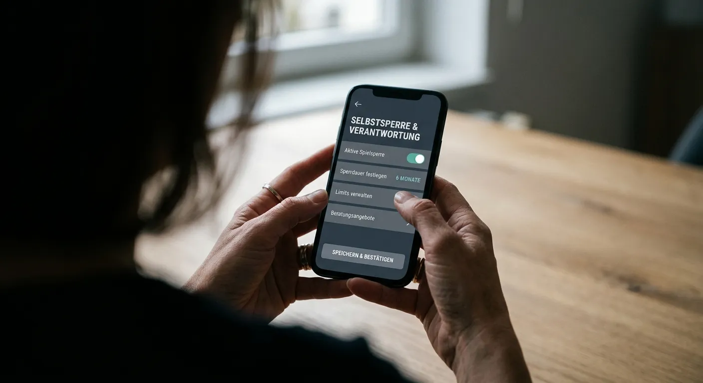 Person aktiviert Spielerschutz-Einstellungen auf einem Smartphone