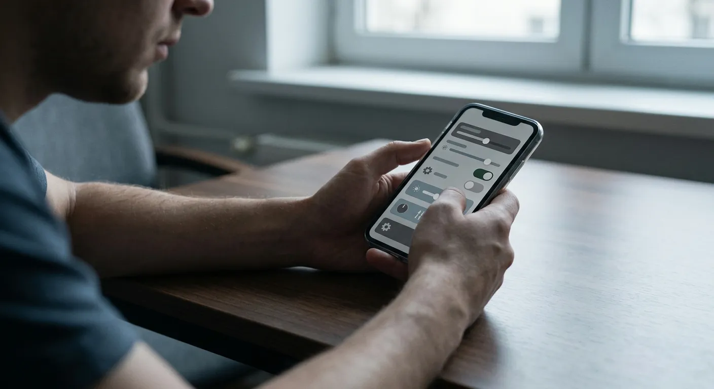 Person stellt am Smartphone Limit-Einstellungen in reduzierter Schutzumgebung ein