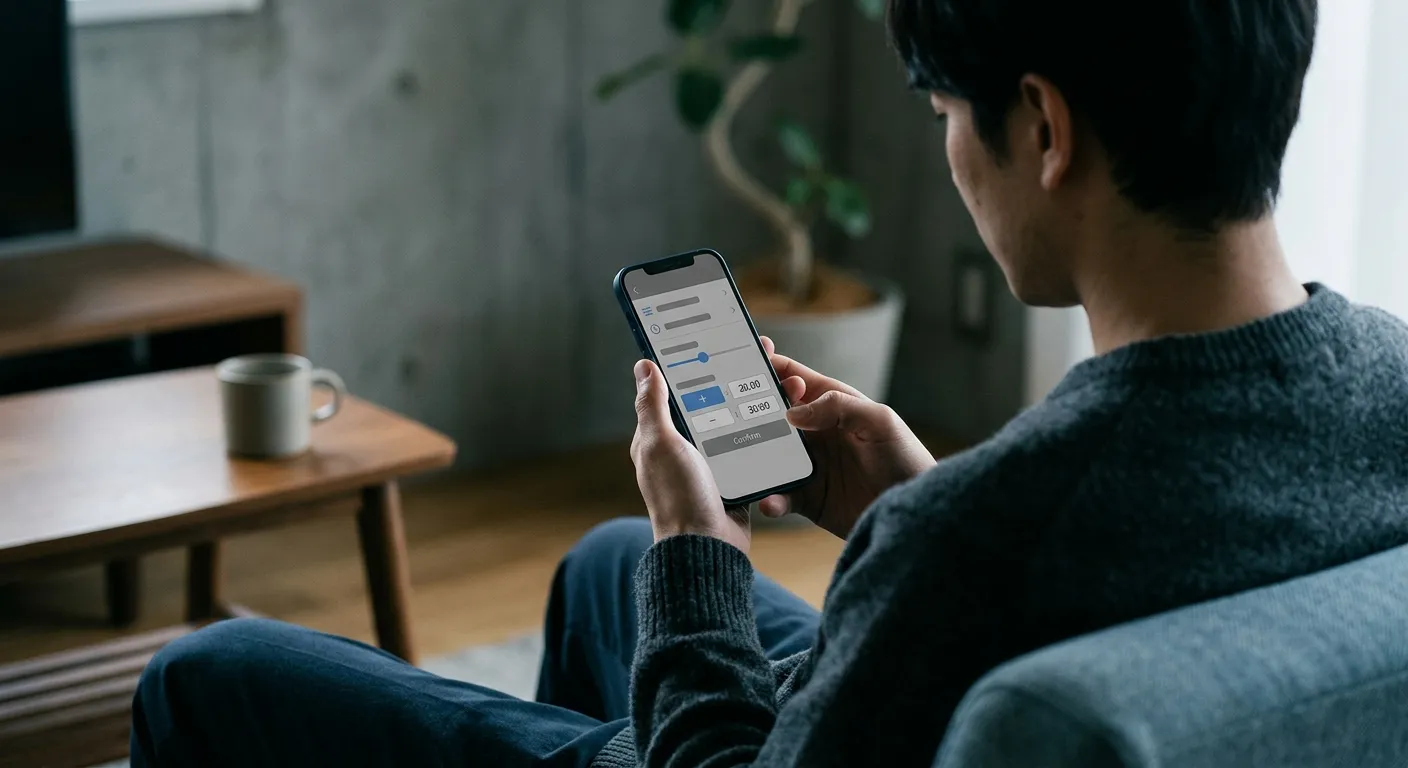Person richtet Einzahlungslimits auf einem Smartphone ein