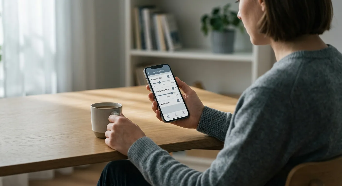 Person setzt Limits in einer Wett-App – verantwortungsvoller Umgang mit Sportwetten