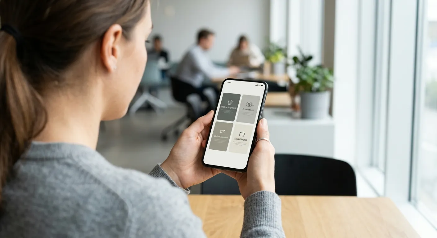 Person wählt auf dem Smartphone eine Zahlungsmethode für kleine Einzahlungsbeträge aus